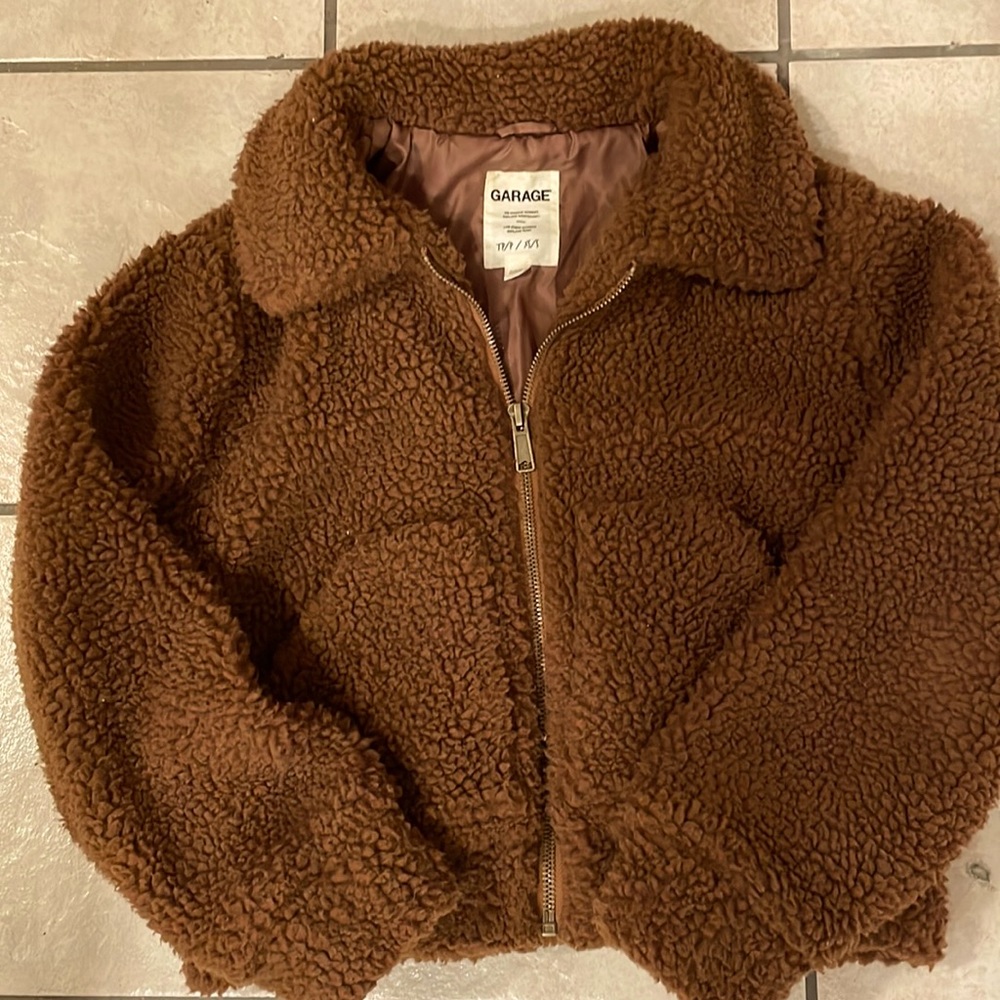 Garage fuzzy jacket brown size xs